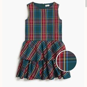 J. Crew Crewcuts Girls' Green Tartan Tiered Dress Sz 10 EXCELLENT Condition
